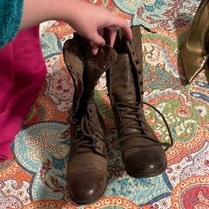 Brown lace-up boots